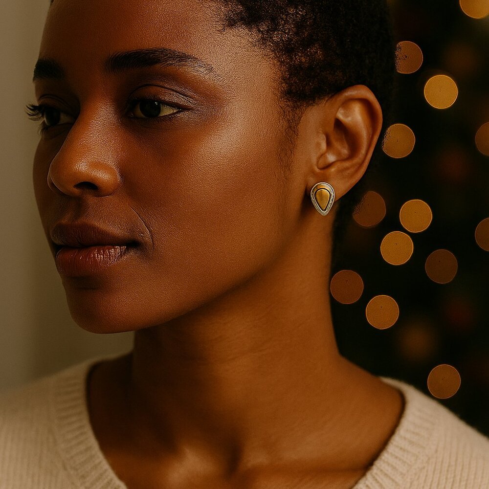 Gold & Silver Teardrop Stud Earrings – Elegant Holiday Gift